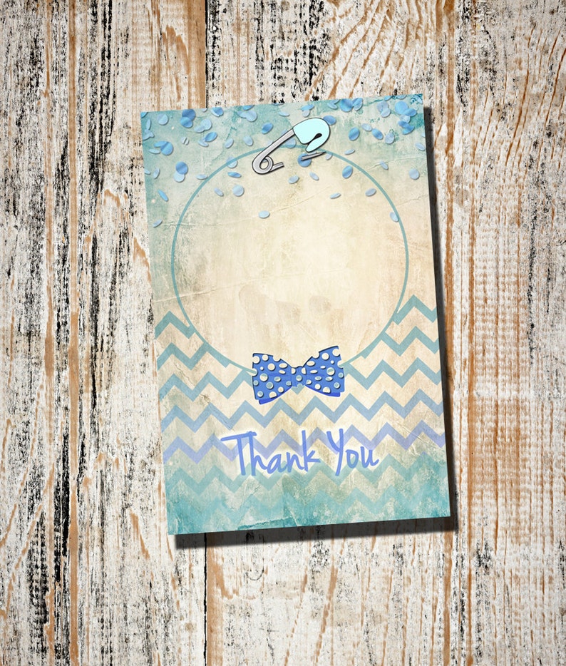 Thank You Card Matching Thank You Note for Baby Boy Shower Etsy