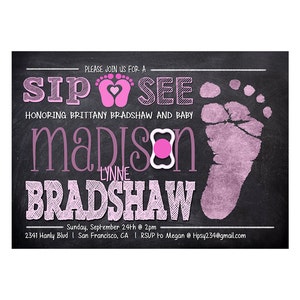 Baby Girl Sip and See Invitation, Sip and See Invitation, Baby Shower Invitation, Sip N See Baby Shower, Baby Girl Shower Invitation