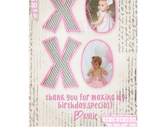 First Birthday Thank You Card, custom thank you card, photo thank you, 1st birthday thank you, cute thank you notes, childrens thank you