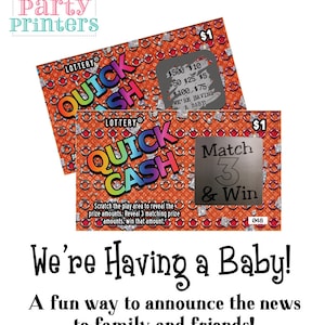 pregnancy announcement lottery ticket, pregnancy announcement scratch off