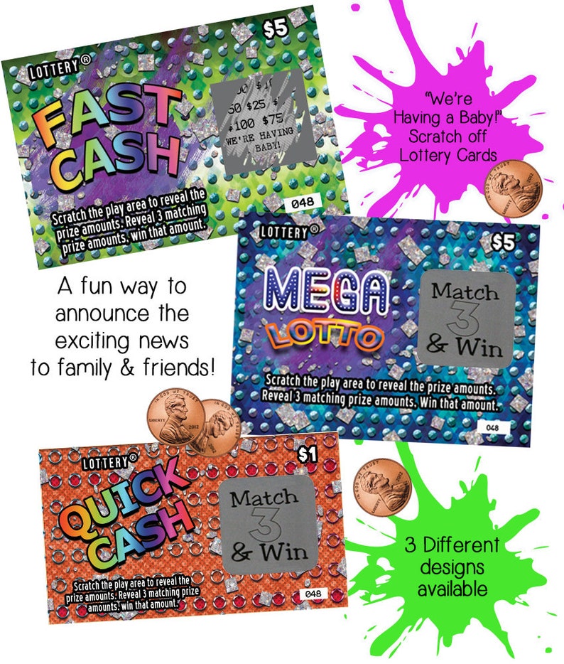 pregnancy announcement cards, scratch off pregnancy announcement cards, scratch off tickets, scratch off lotto replica image 1