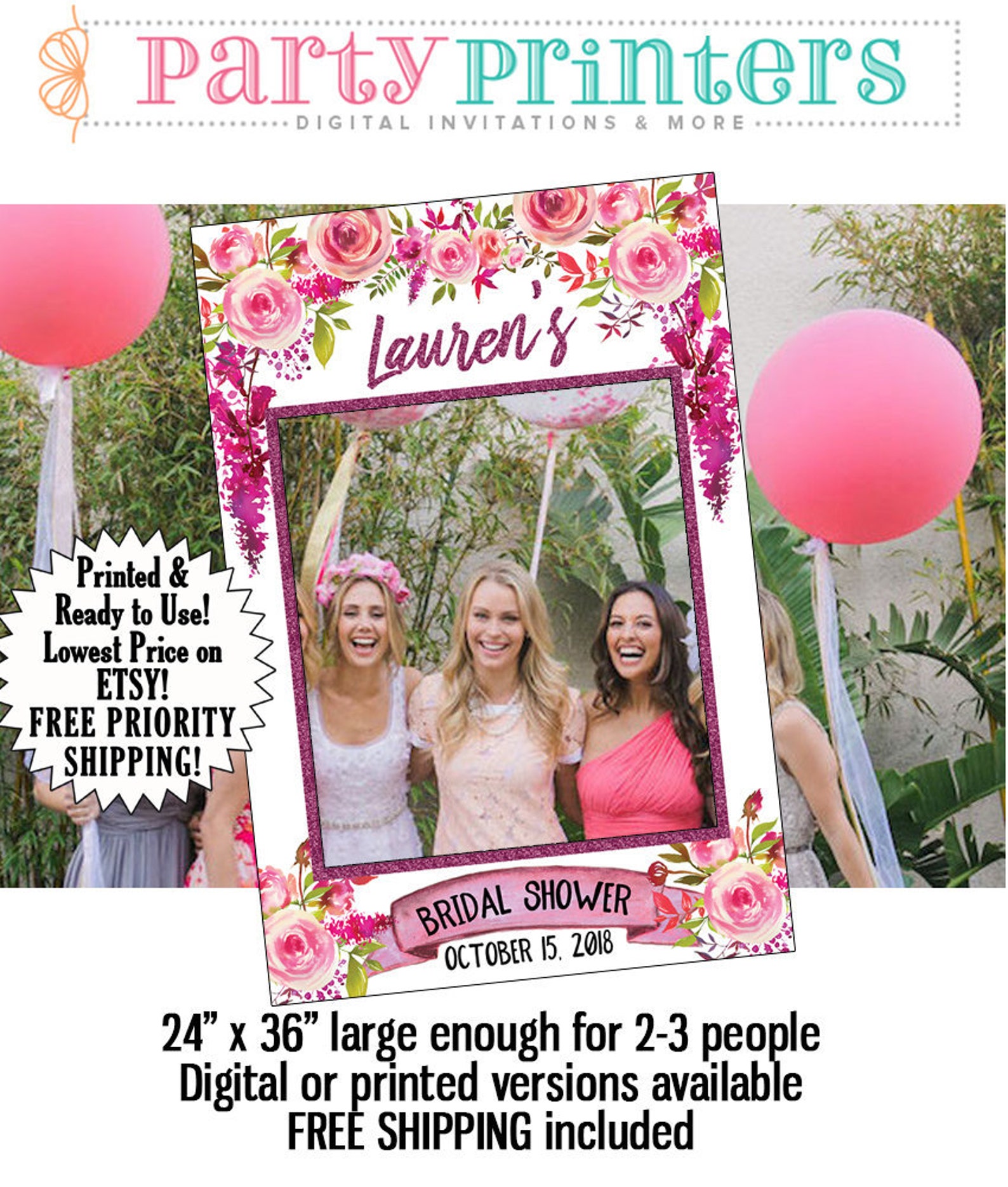 Photo Booth Frame Bridal Shower Photo Booth Props Bridal Etsy