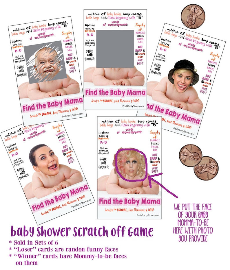 Baby Momma Fun Baby Shower Game, Baby Shower Game girl, shower games girl, baby girl shower games, girl shower games, baby shower game Pink/light skin