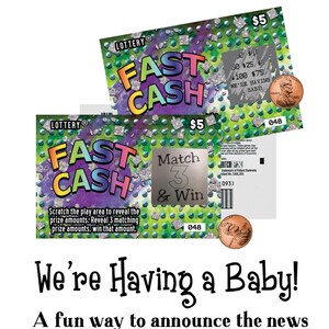 pregnancy announcement cards, scratch off pregnancy announcement cards, scratch off tickets, scratch off lotto replica image 3