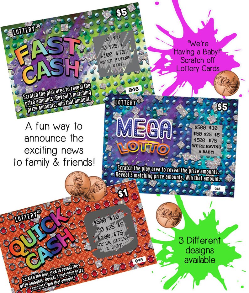 pregnancy announcement cards, scratch off pregnancy announcement cards, scratch off tickets, scratch off lotto replica image 2