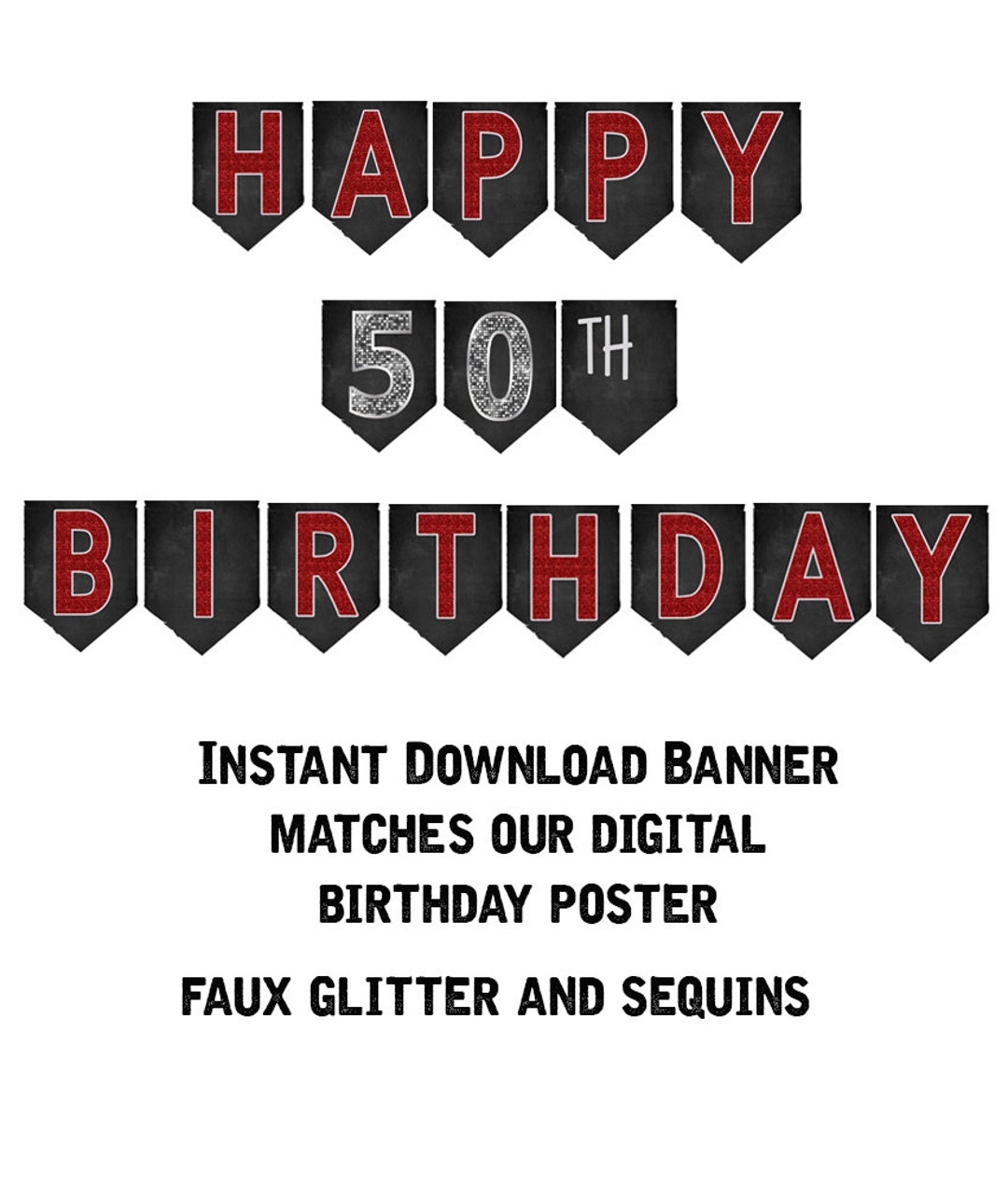 50th Birthday Banner, 50th Birthday Party Decorations, 50th Birthday