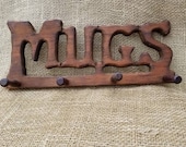 Wooden Carved Mug Rack