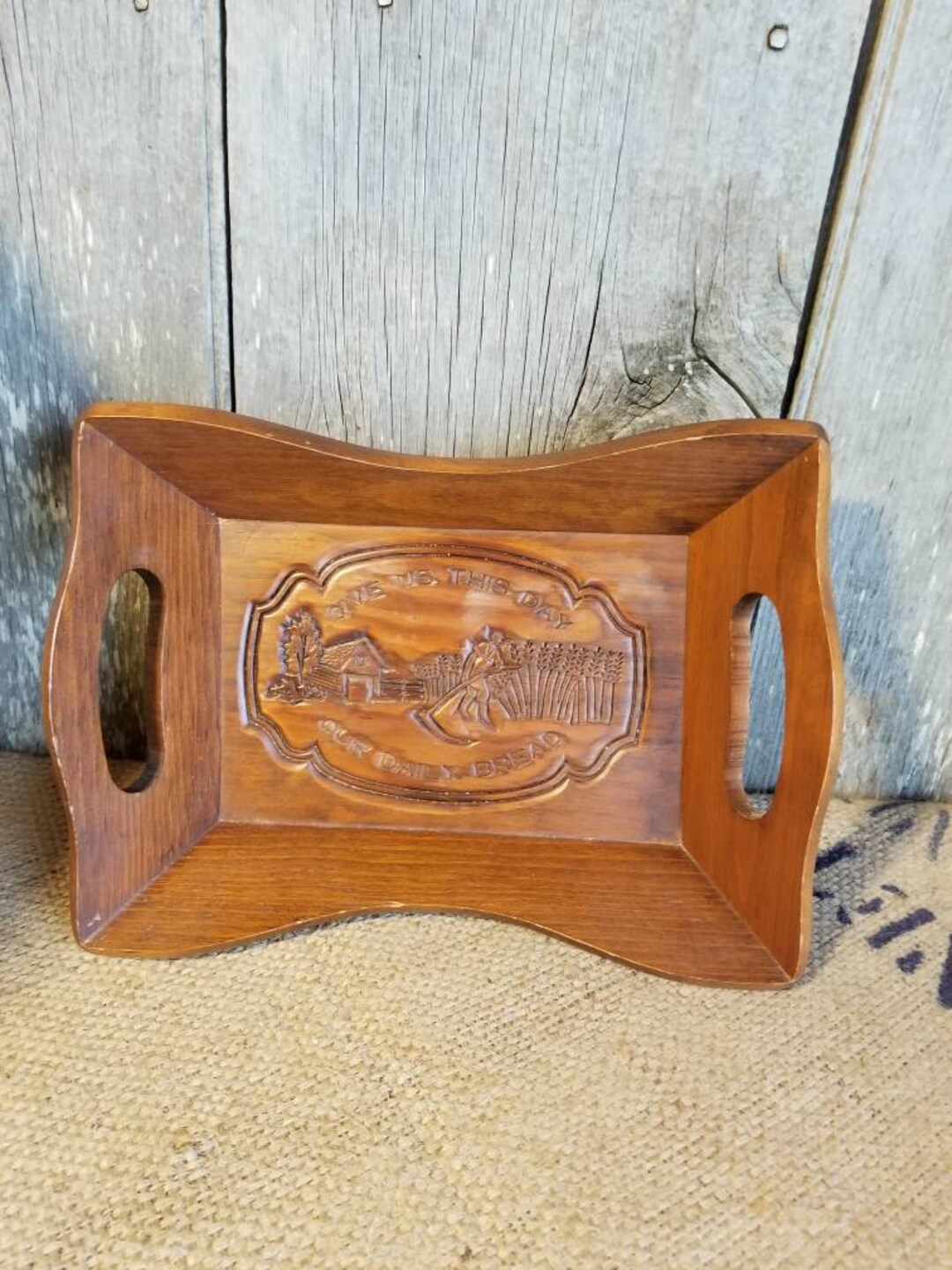 Wooden Bread Tray Give Us This Day Our Daily Bread Wooden Serving Tray