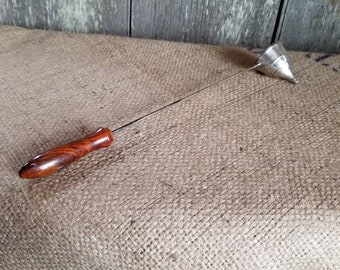 Silver Colored Bell Shaped Candle Snuffer Wood Handle