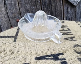 Clear Glass Handled Lemon Reamer Juicer  Citrus Juicer  Vintage Kitchen  Utensil