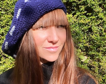 NEW! Luxurious woolly knitted beret with /One size/Chunky Knit Woolly knit hat/Lambswool hat/Winter hat/Beret