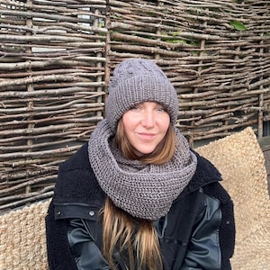 New Collection! Woolly Set/Luxurious woolly hat and snood /One Size/Chunky Knit Woolly Hat/Hand knit hat/Lambswool hat/Beanie hat/Winter hat