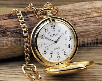 Pocket Watch - Personalised Gold Tone Arabic Quartz Pocket Watch