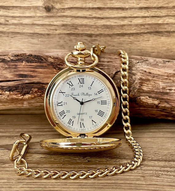 udelukkende uddannelse Pygmalion Pocket Watch Personalized Gold Tone Roman Quartz Pocket - Etsy