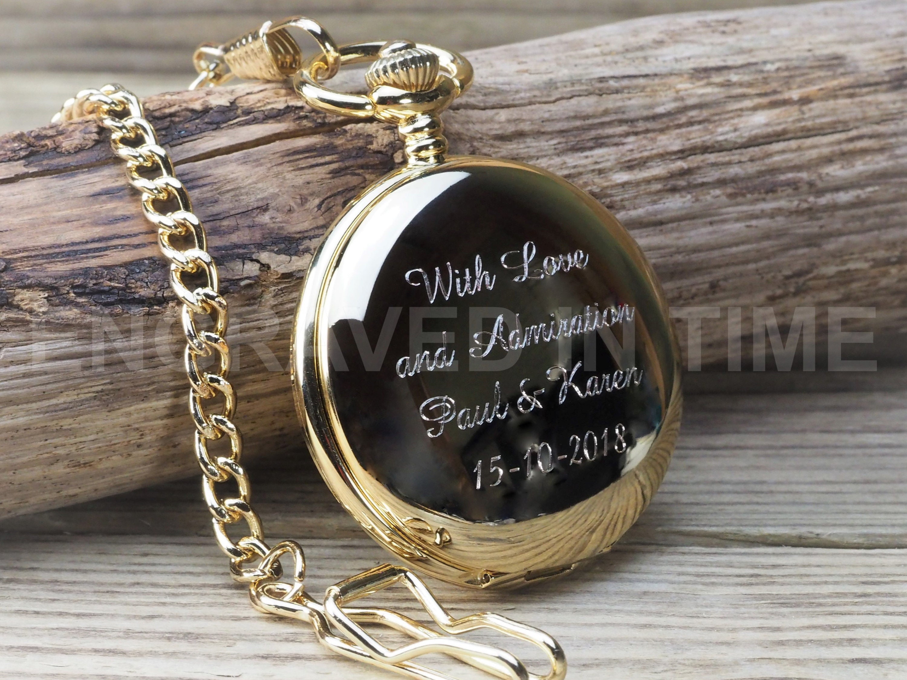 Pocket Watch Personalized Gold Tone Roman Quartz Pocket Watch