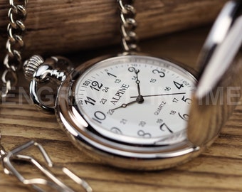 Pocket Watch - Personalised Silver Tone Arabic Quartz Pocket Watch