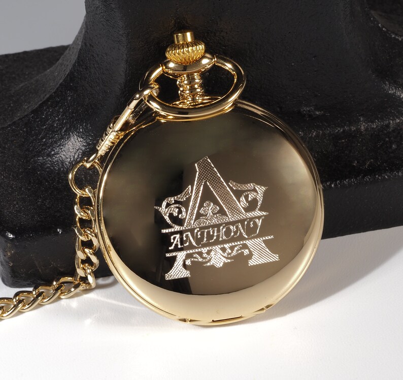Personalized Gold Monogram Pocket Watch – Diamond Engraved Quartz - Etsy