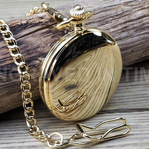 Pocket Watch Personalized Gold Tone Roman Quartz Pocket Watch image 3