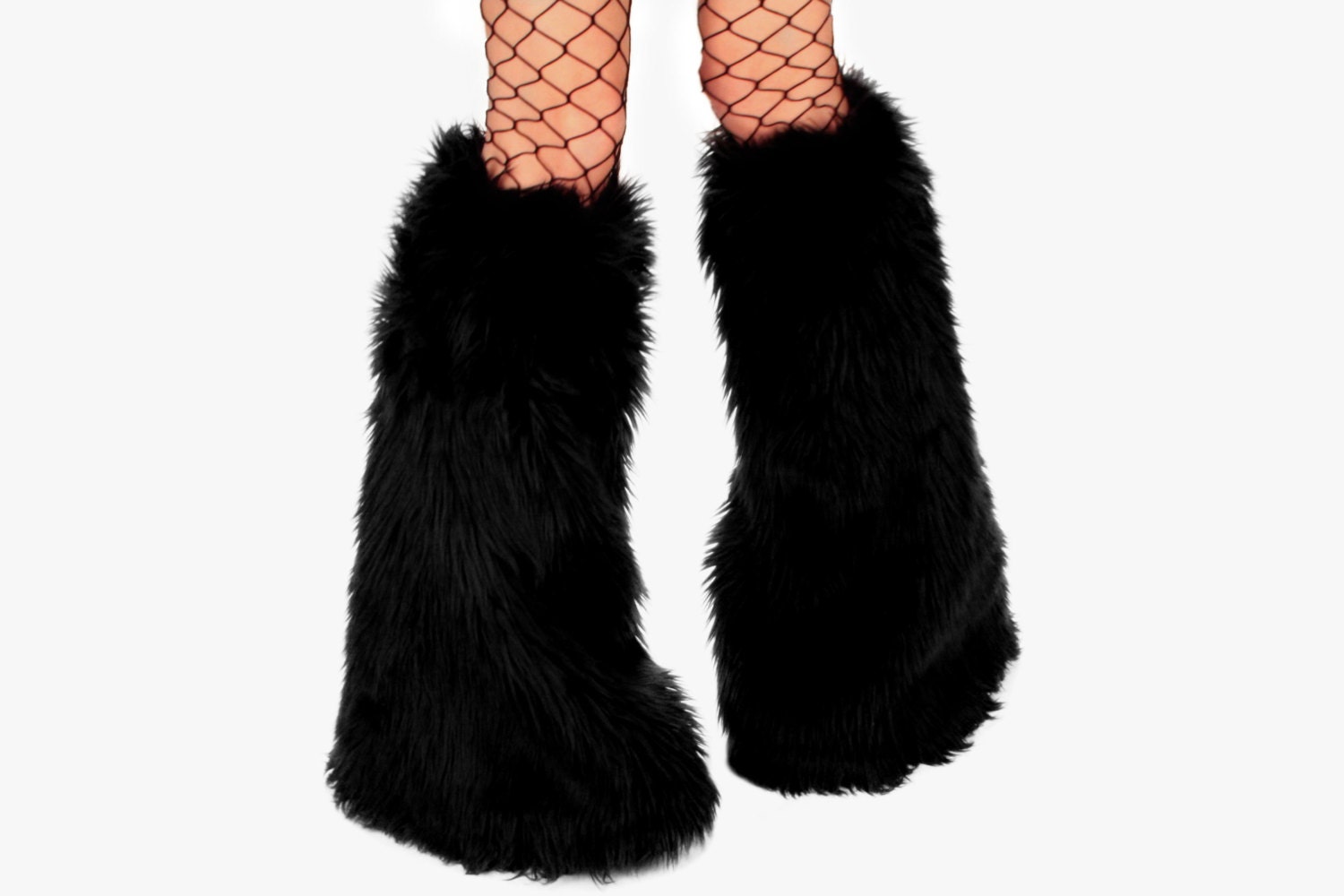 Solid Color Fluffies Furry Leg Warmers Fuzzy Boot Covers Raver Goth Custom ...
