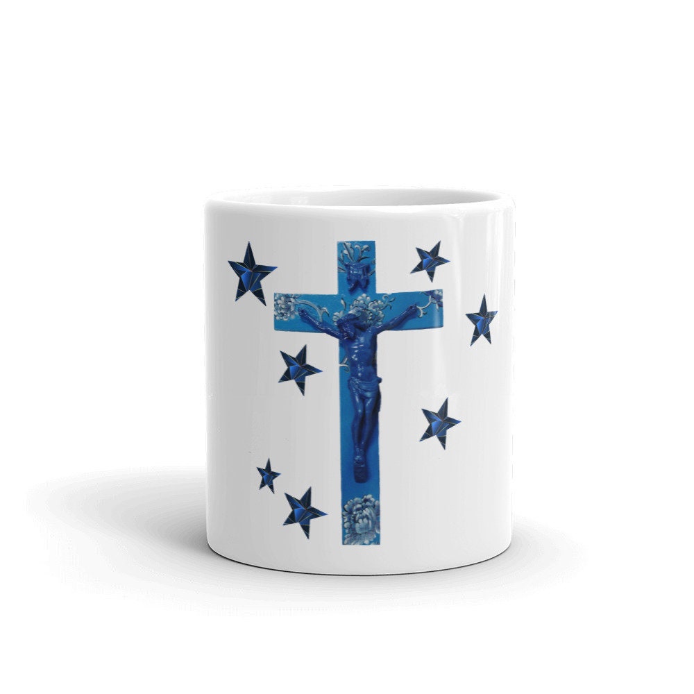 Pop Art Mug Grande Tasse Crucifix et Étoiles