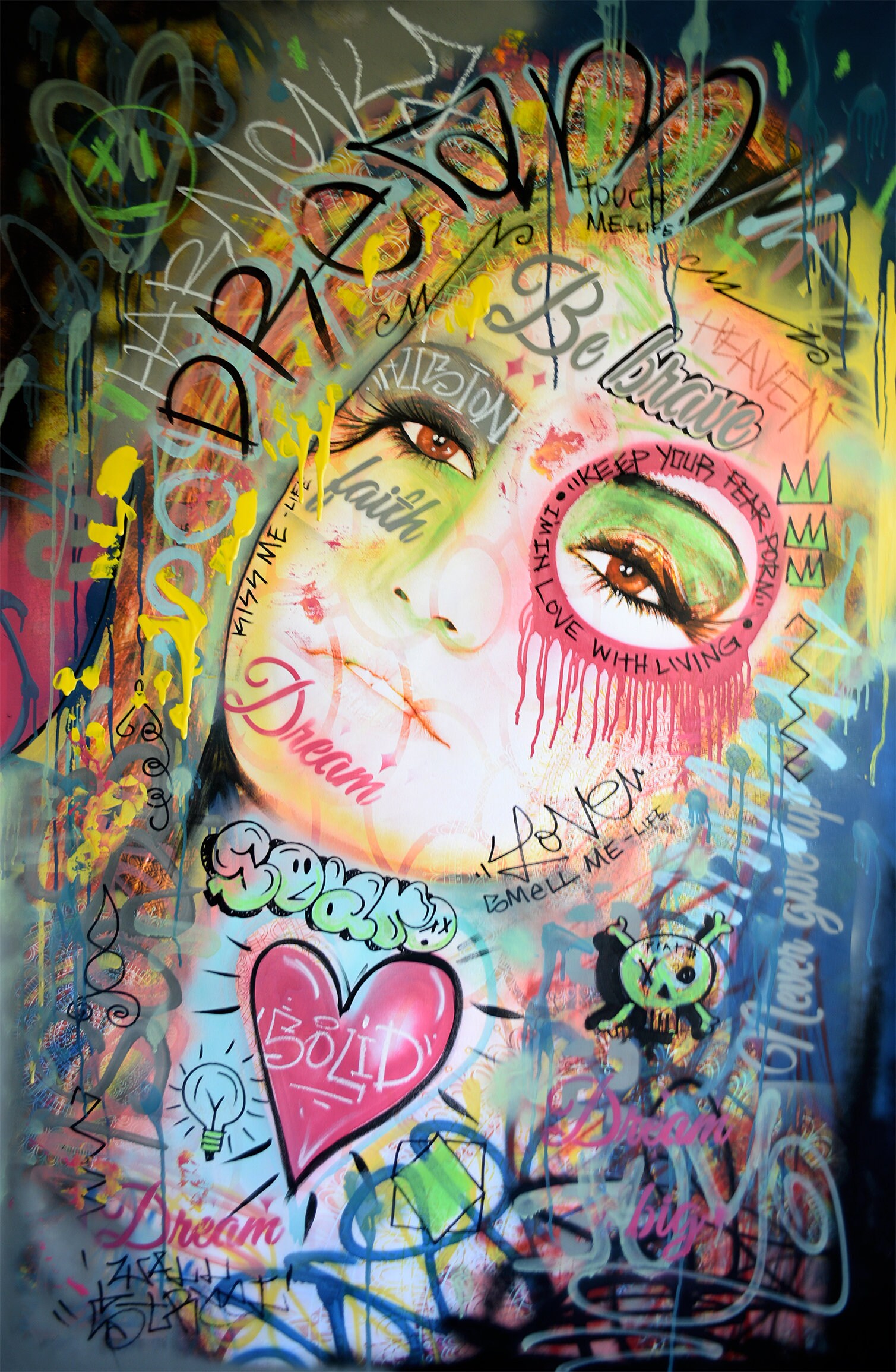 BIG Pop Art Mixed Media Street Art Graffiti Original Painting Etsy