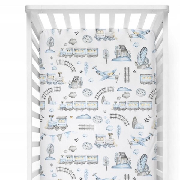 Baby Boy Train Bedding Etsy UK