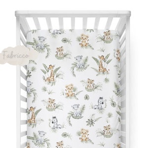 Cute Jungle, Safari Cot-Bed-Fitted-Sheet-100% cotton, Jungle Friends, 60 x 120 cm , 70 x 140 cm, Maxi Cosi Iora, SnuzPod