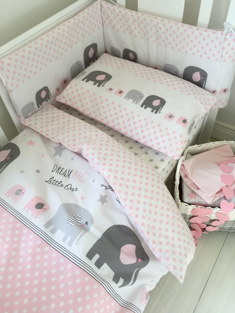 Baby Girl Cot Bedding Duvet Cover Set Bumper Happy Etsy UK