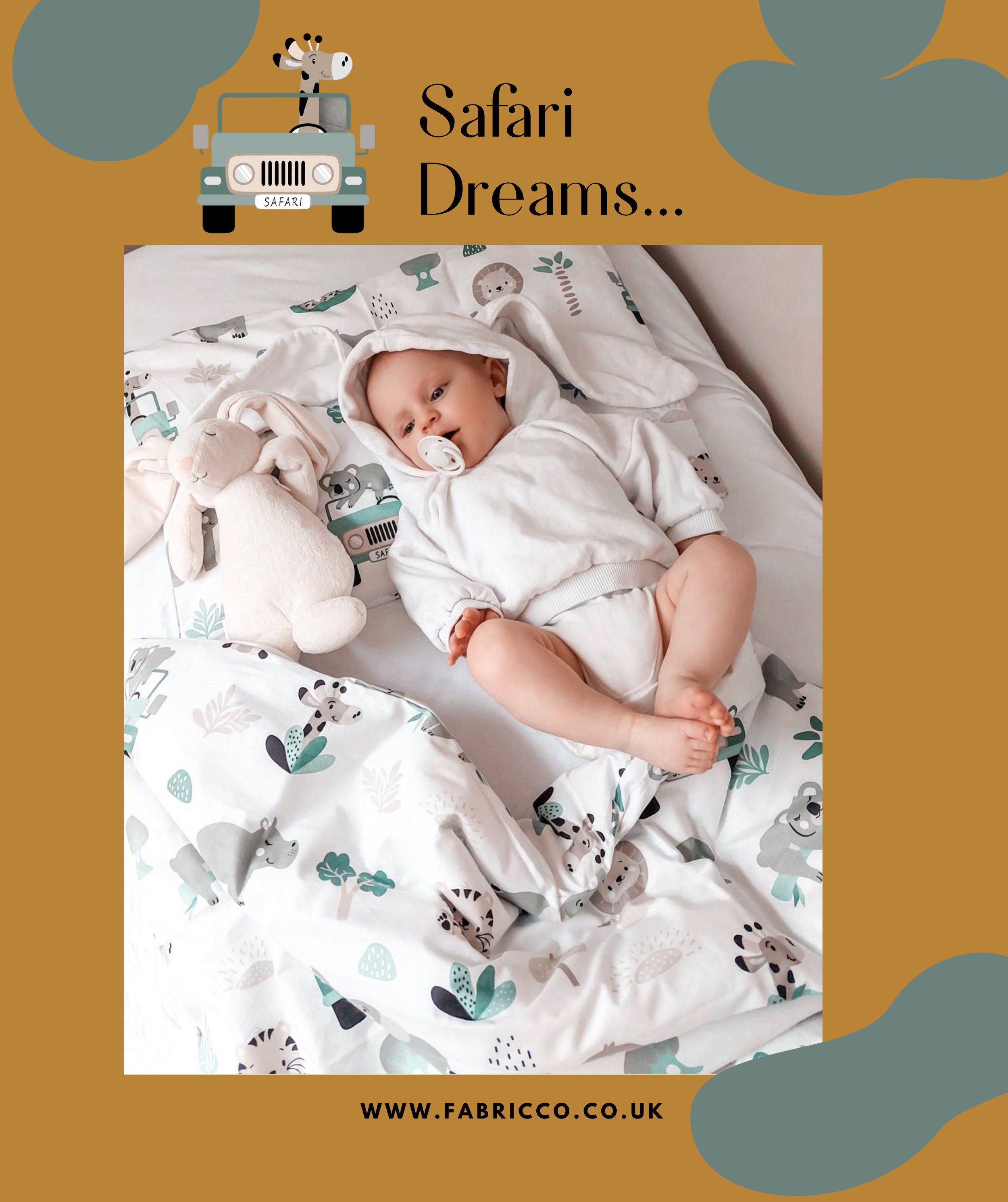 Cute Safari Duvet Cover Set Fitted Sheet Baby Bedding Etsy UK