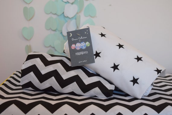 2 x COT BED FITTED SHEET COVER white navy stars 60x120 cm 70x140 cm PURE COTTON