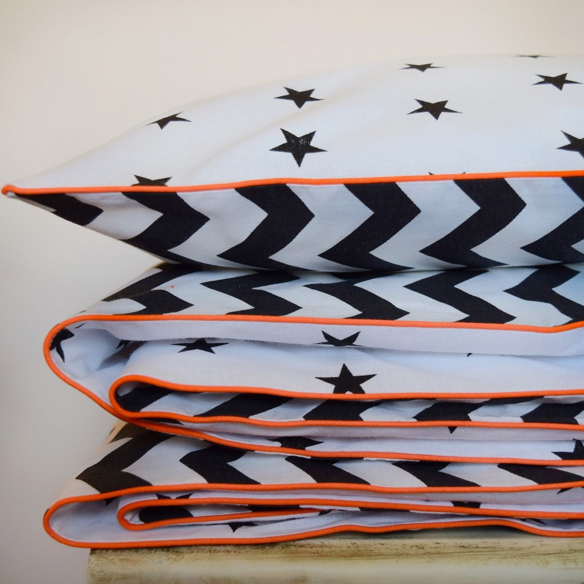 NEW 100 COTTON Children's Cot Bed Duvet Cover Set Black & Etsy UK