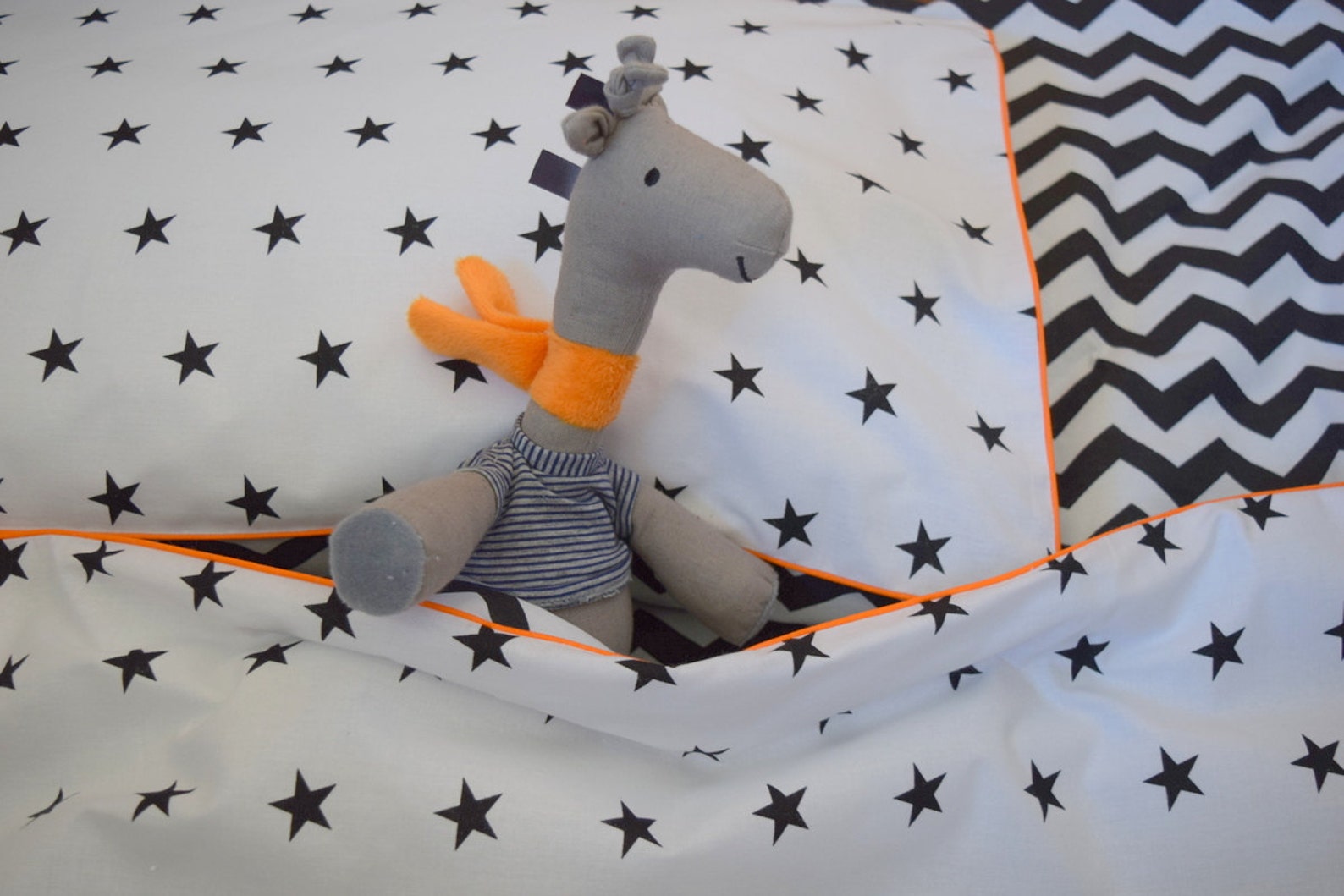 NEW 100 COTTON Children's Cot Bed Duvet Cover Set Black & Etsy UK