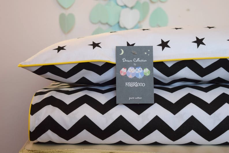 MONOCHROME Pure COTTON Cot Bed Duvet Cover Set & Fitted Sheet Etsy UK