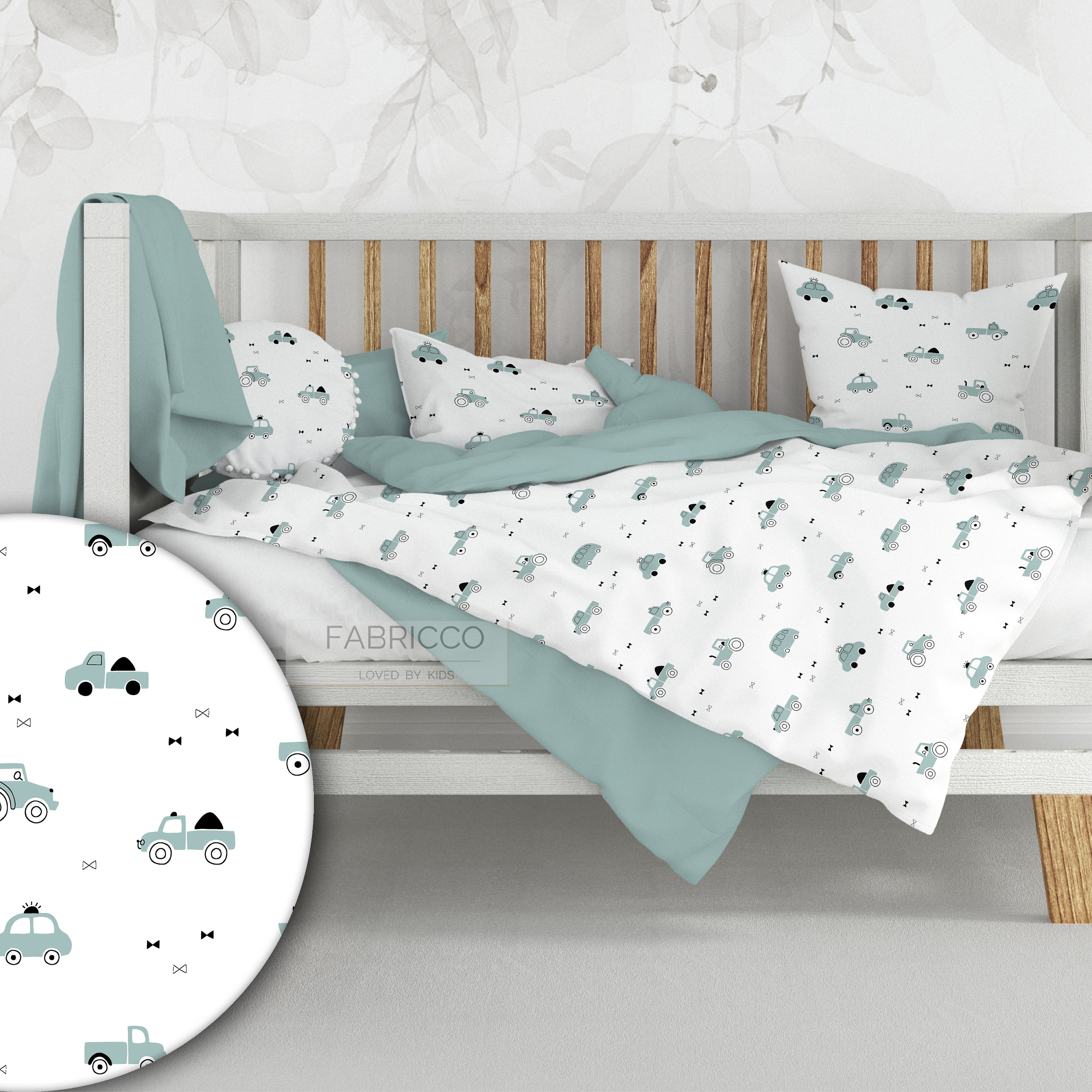 Housse de Couette Gris Clair avec Volants 100x135