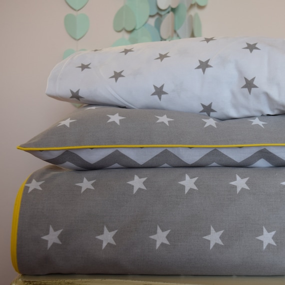 Grey Baby Bedding Pure Cotton Cot Bed Duvet Cover Set Etsy