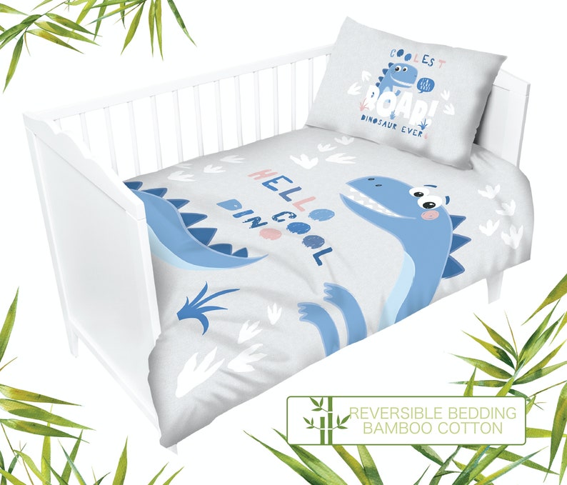Dinosaur Cot Bed Bedding Set baby Boy Nursery Grey Blue 23 Etsy