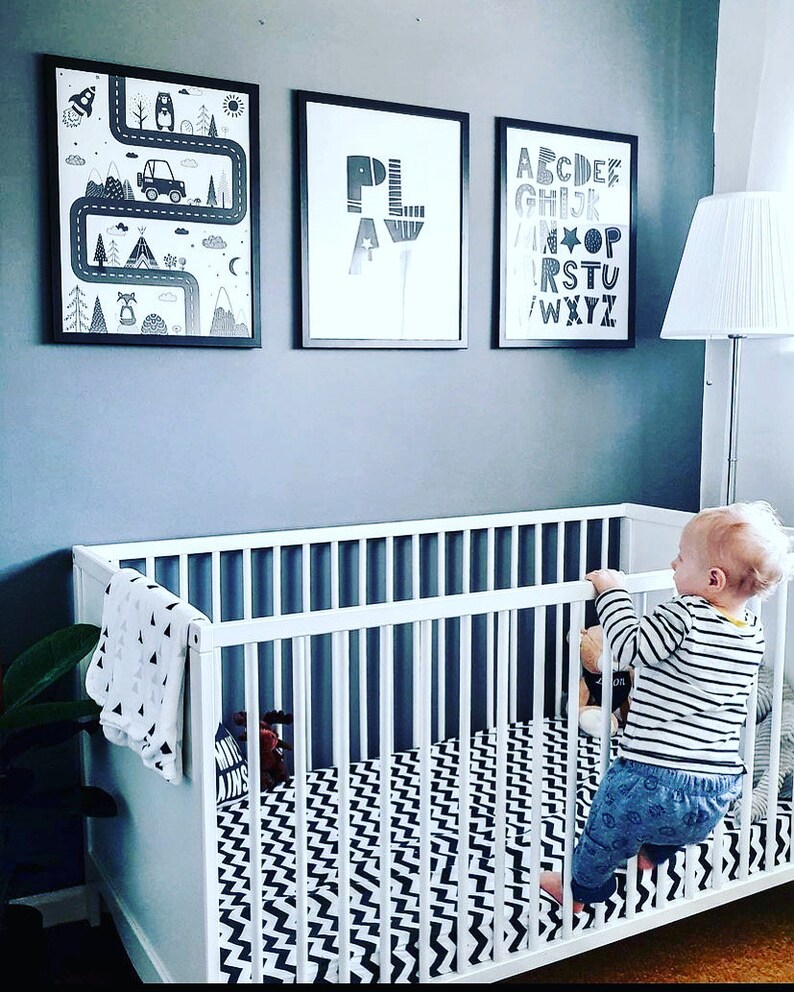 Monochrome Cot and Cotbedfittedsheet100cotton 60 X 120 Etsy UK