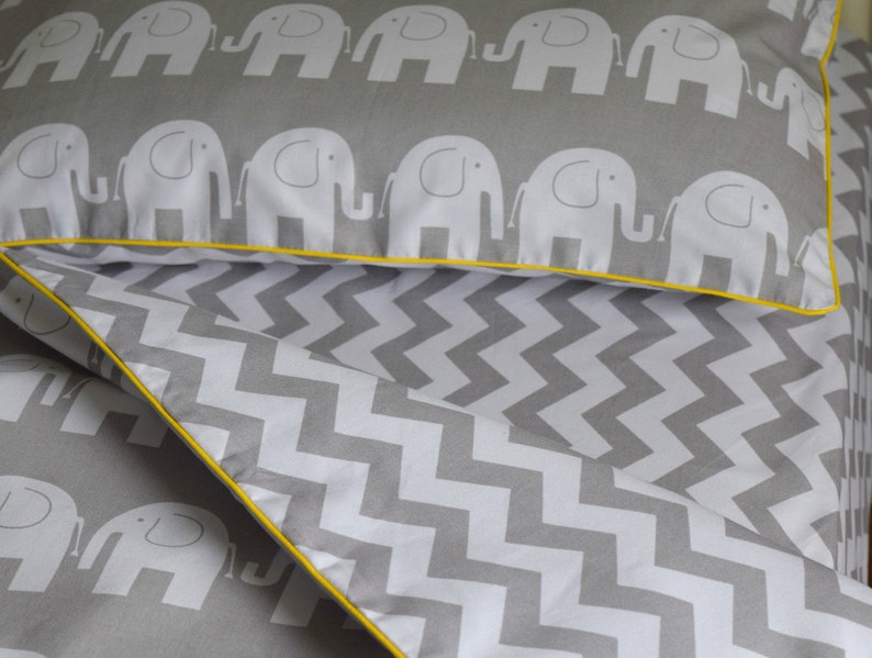 Pure COTTON Cot Bed Duvet Cover Set & Fitted Sheet Grey Etsy UK