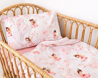 Baby Girl Bedding Set  - Pure Cotton, Little Fairy in pink, pure cotton, Cot and Cot Bed duvet covers