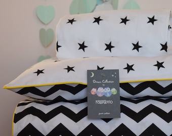 black and white cot bed bedding