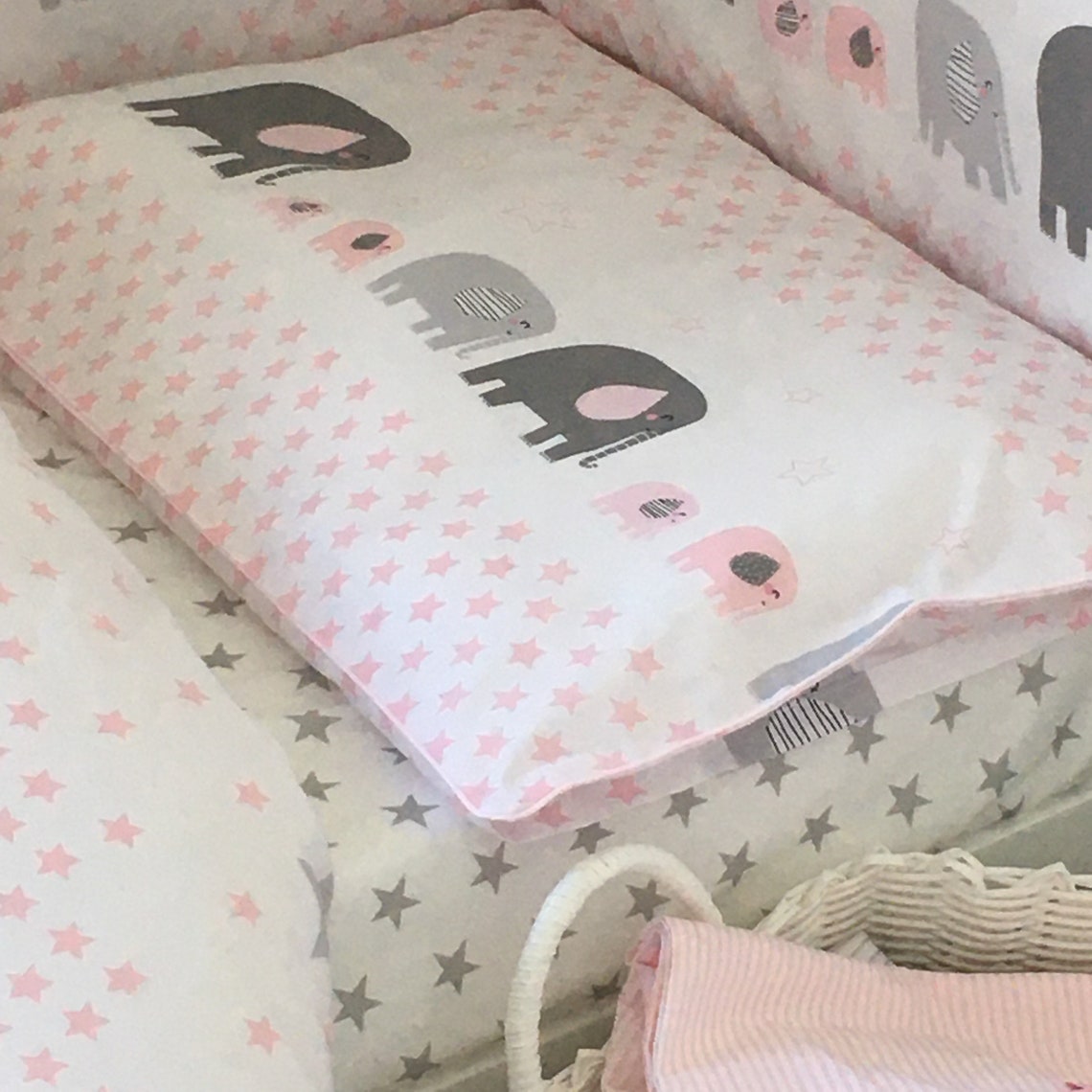 Baby Girl Cot Bedding Duvet Cover Set Bumper Happy Etsy UK