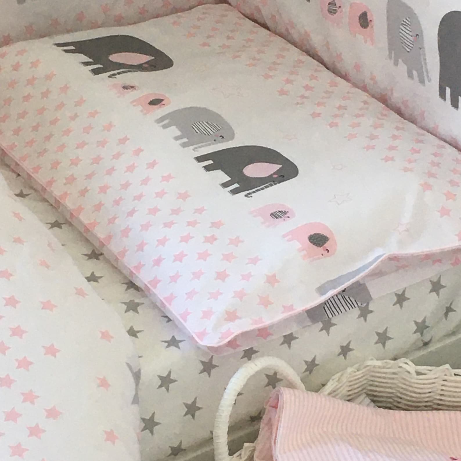 Baby Girl Cot Bedding Duvet Cover Set Bumper Happy Etsy UK