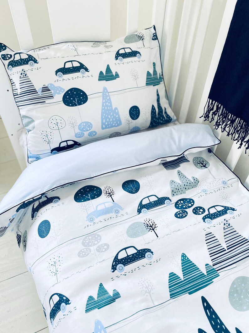 Baby Boy Cot Reversible Bedding Duvet Cover Set Cars Etsy