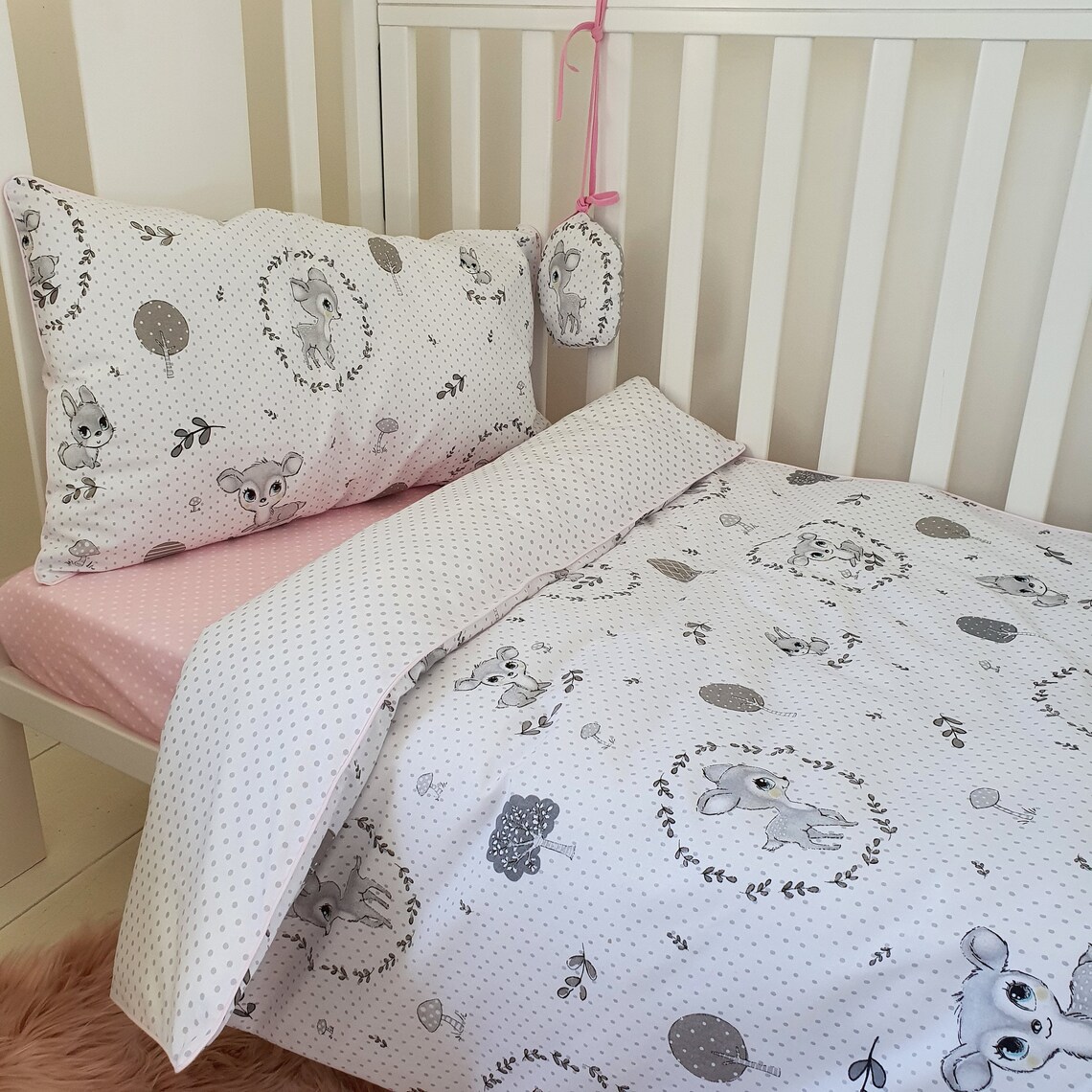 Baby Girl Cot Bedding Set 100 Cotton. My Forest Friends Etsy