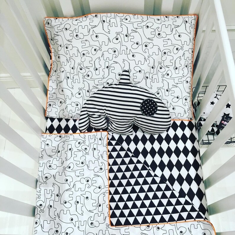 black and white cot bedding