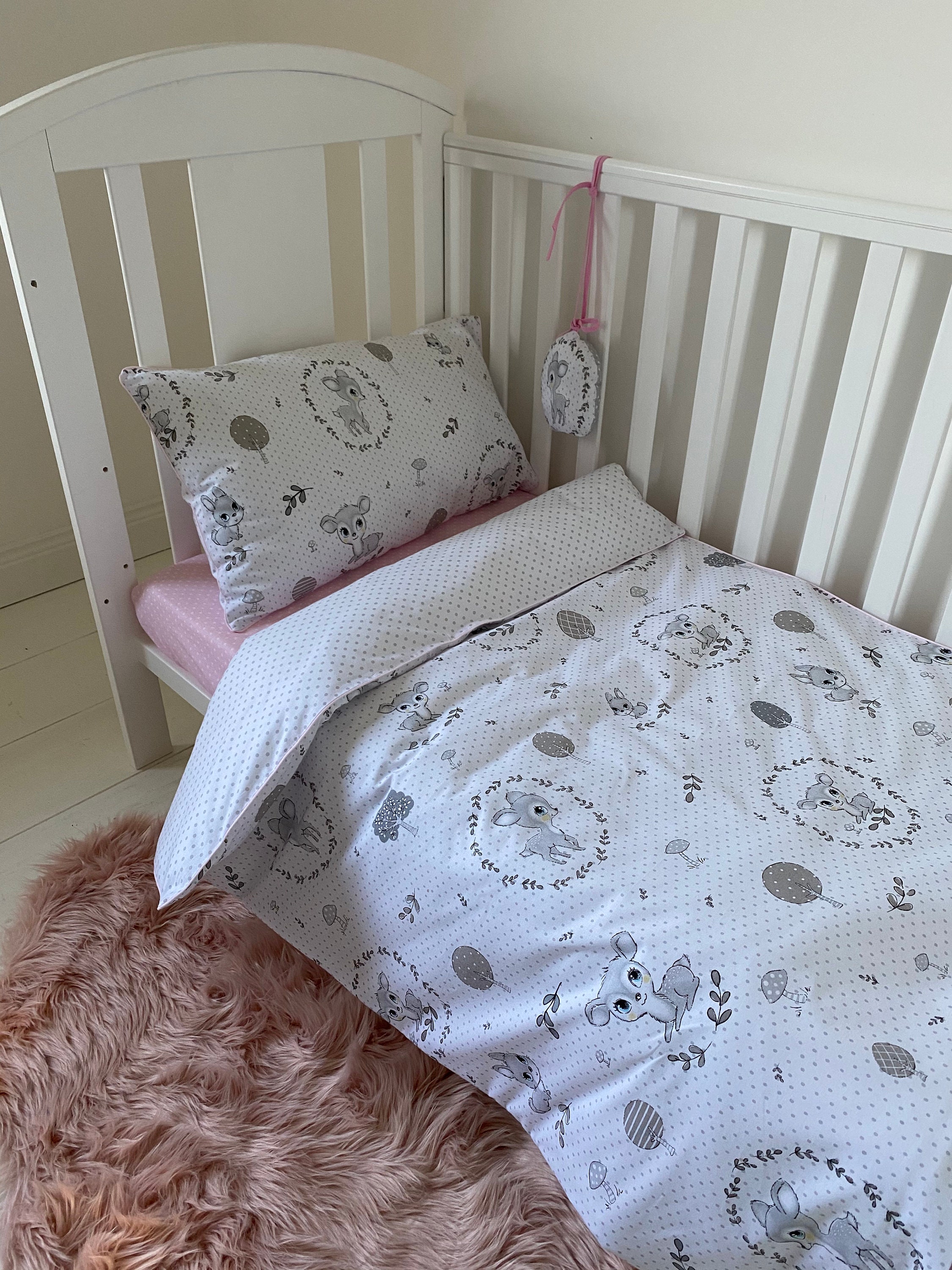 Baby Girl Cot Bedding Set 100 Cotton. My Forest Friends Etsy