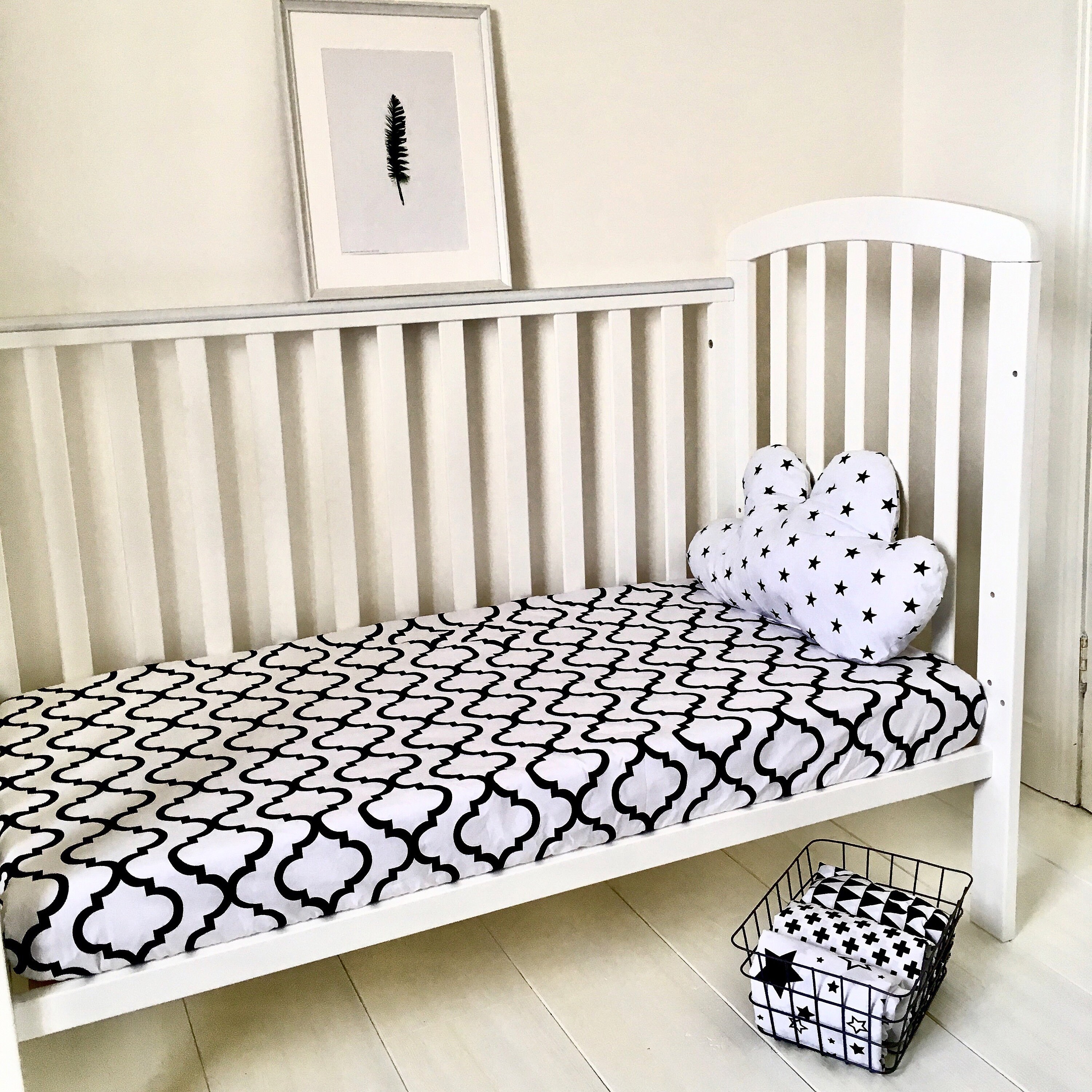 Monochrome Cot and Cotbedfittedsheet100cotton 60 X 120 Etsy UK