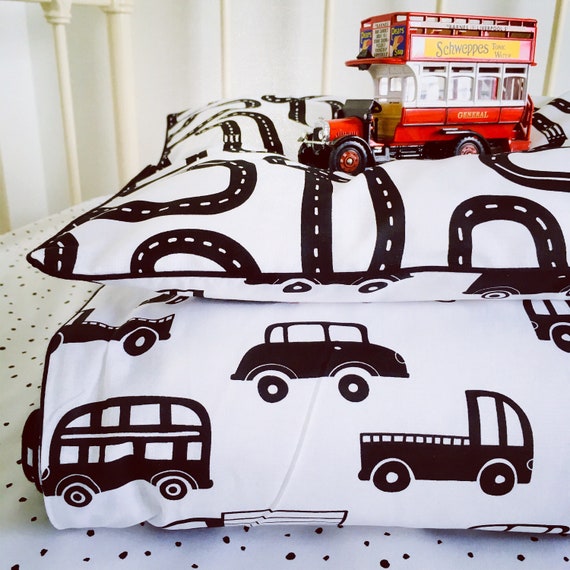 Little Driver Monochrome Pure Cotton Cot Bed Single Duvet Etsy