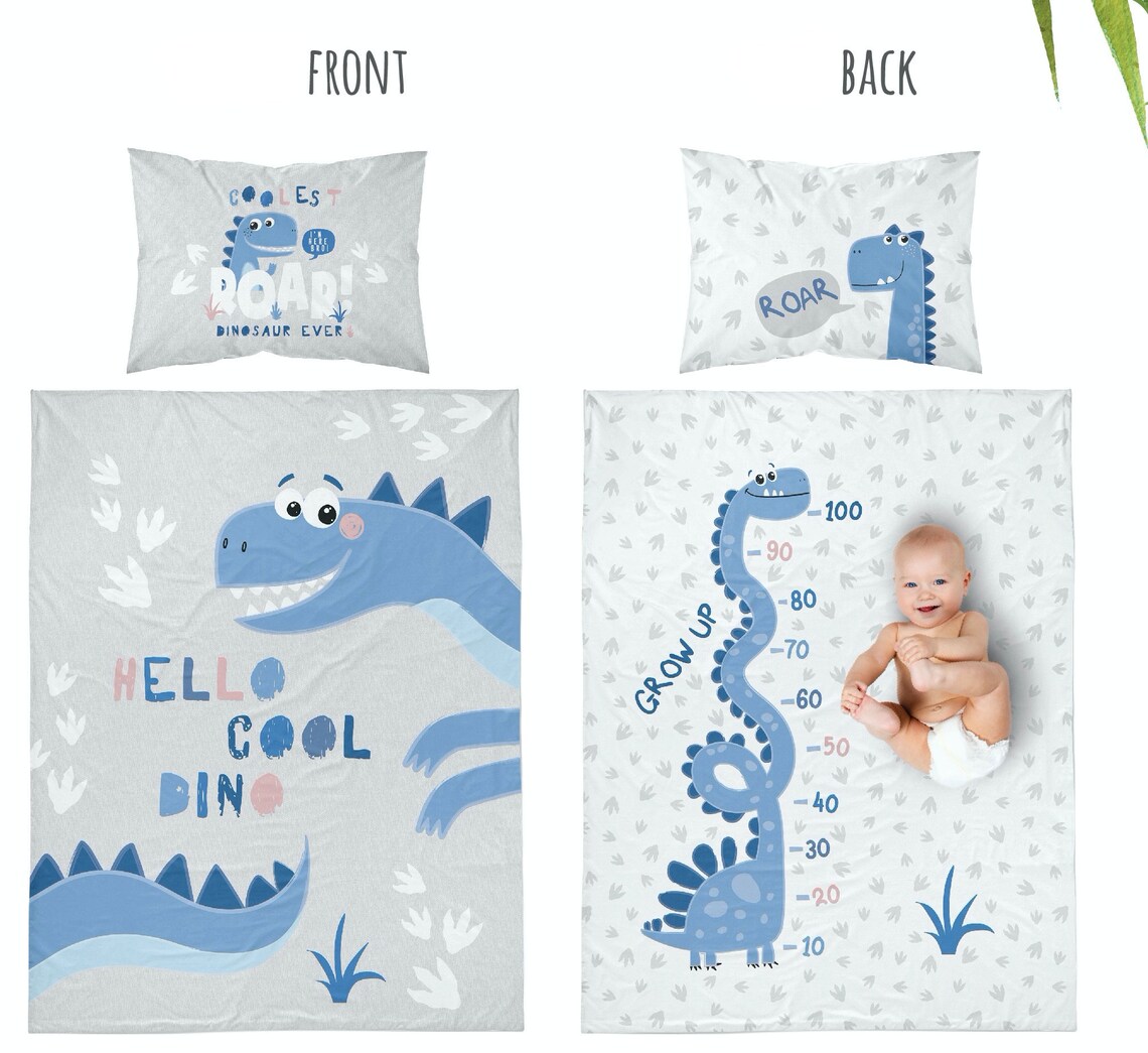 Dinosaur cot bedding set Baby boy nursery grey and blue 23 Etsy