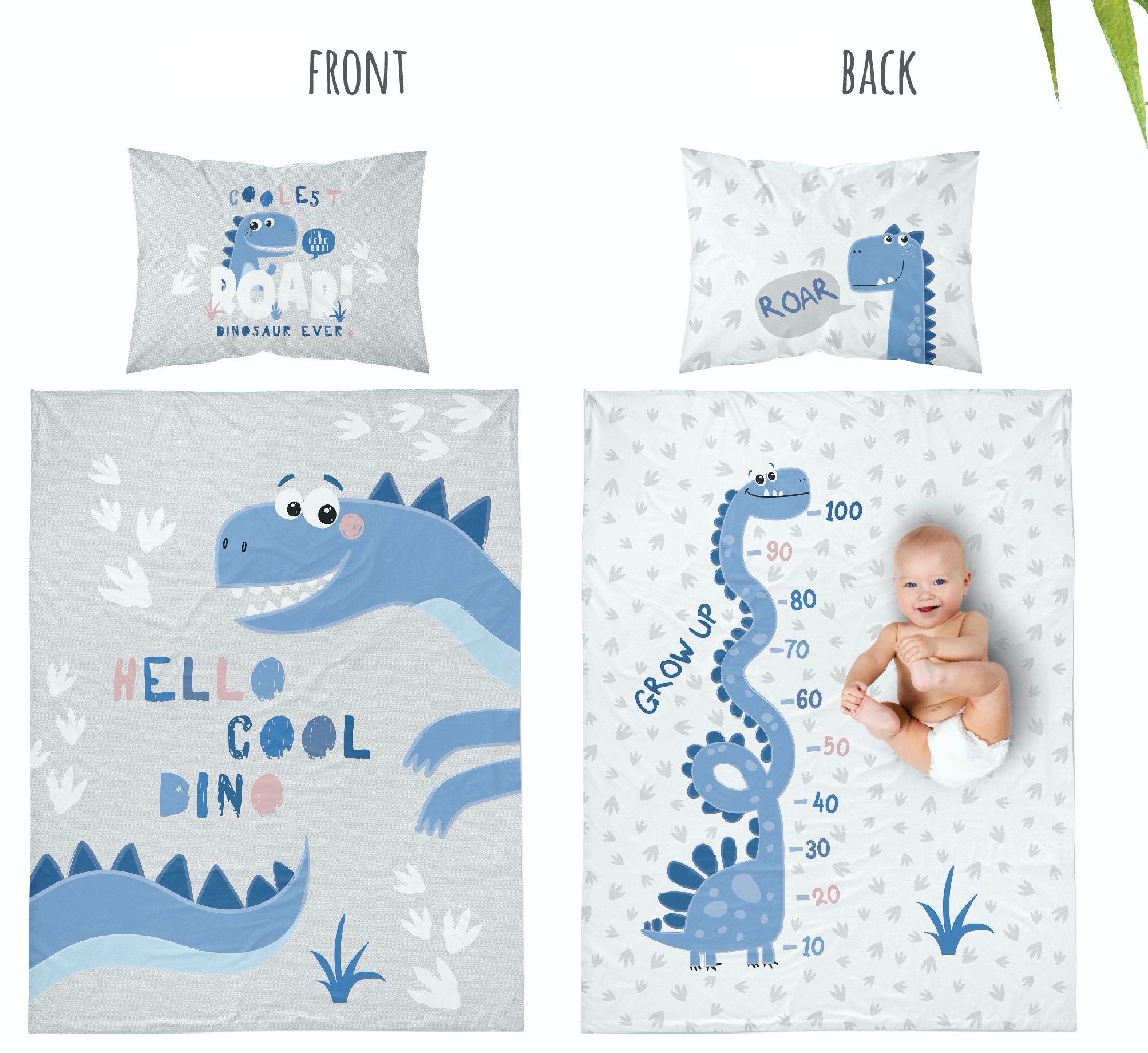 Dinosaur cot bed bedding set Baby boy nursery grey blue 23 Etsy